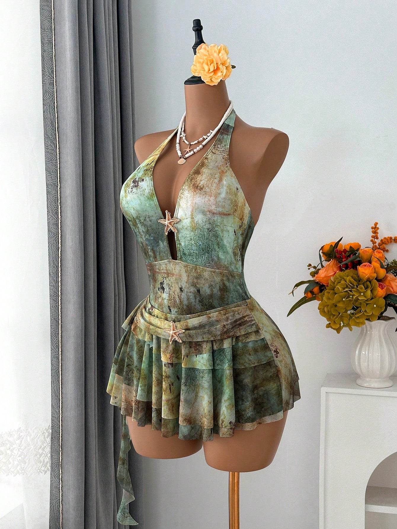 Vaytide Women's One-Piece Swimsuit With Ruffles And Mesh Skirt, Sexy For Beach Vacation, Party, Date