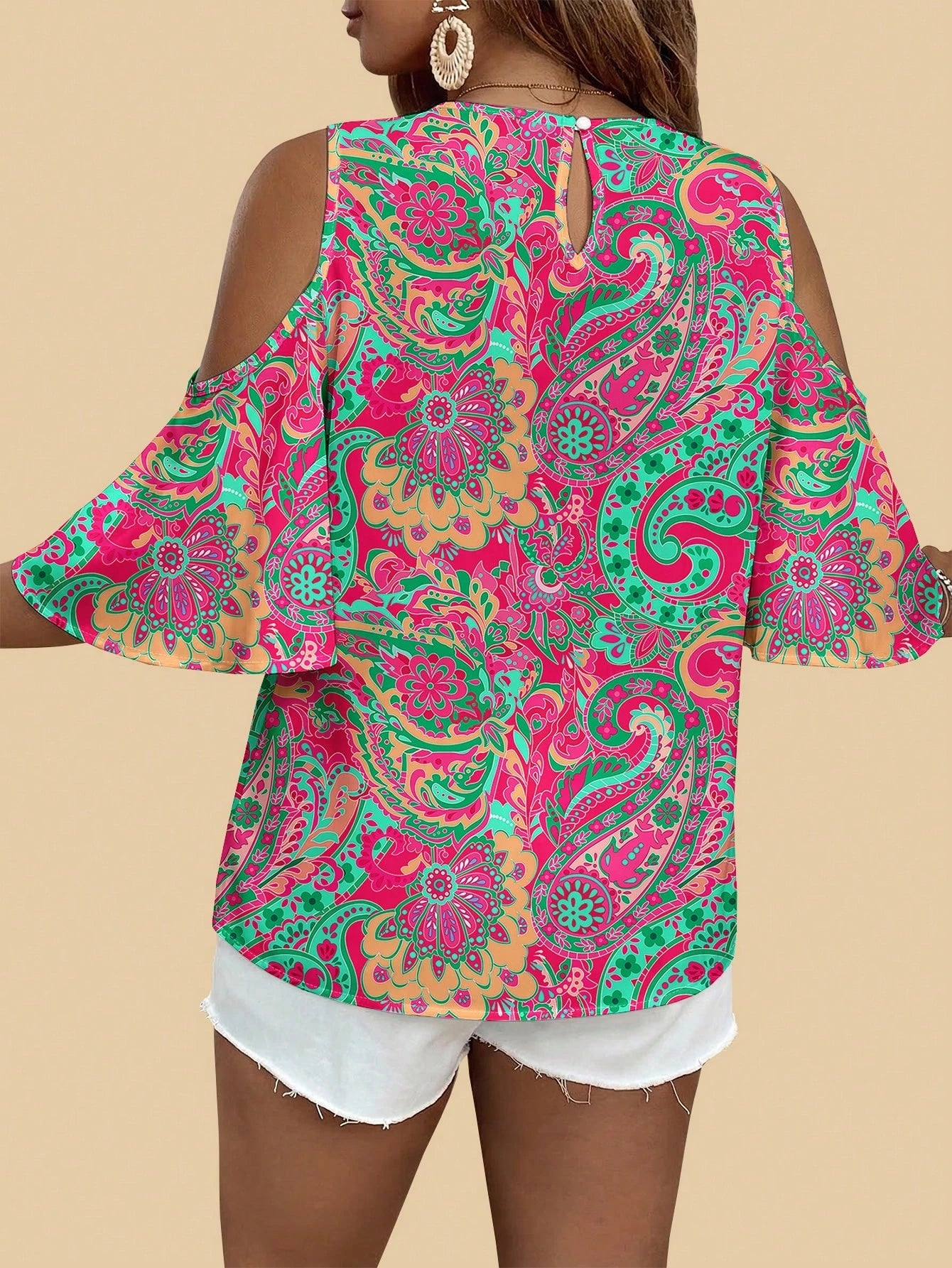 VCAY Casual Shell Flower Craft Contrast Color Plus Size Black Shirt Suitable For Summer Black Top Music Festival Y2K