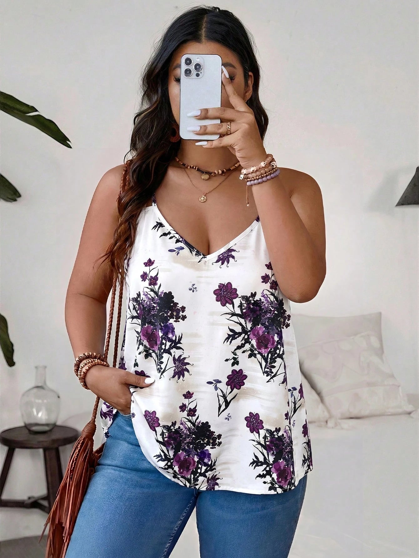 VCAY Plus Size Leopard Print Double Strap Vacation Tank Top Summer Fashion New Arrival, French Style Women Top, Bell Sleeves, Party Vacation, White