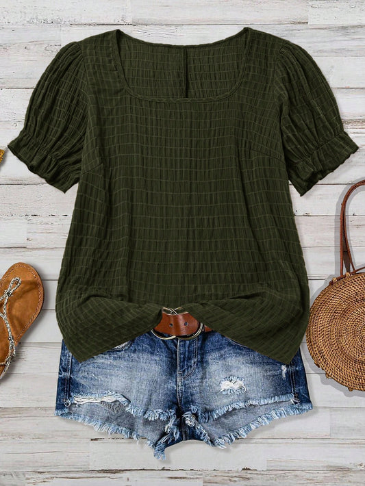 VCAY Plus Size Women's Casual Round Neck Short Sleeve Shirt, Summer Tops Short Sleeve Summer Tops Summer Casual Tops Women Summer Blouse Top