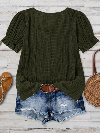 VCAY Plus Size Women's Casual Round Neck Short Sleeve Shirt, Summer Tops Short Sleeve Summer Tops Summer Casual Tops Women Summer Blouse Top
