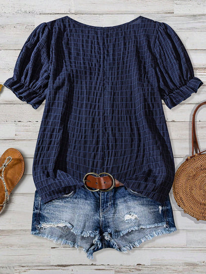 VCAY Plus Size Women's Casual Round Neck Short Sleeve Shirt, Summer Tops Short Sleeve Summer Tops Summer Casual Tops Women Summer Blouse Top