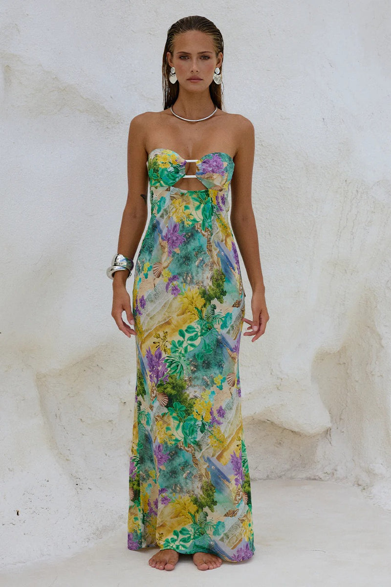 Velza Strapless Dress - Esme Print - SHOPJAUS - JAUS