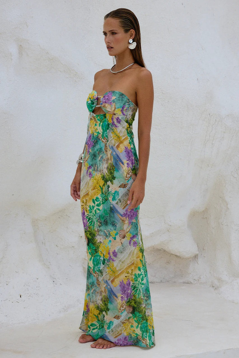 Velza Strapless Dress - Esme Print - SHOPJAUS - JAUS