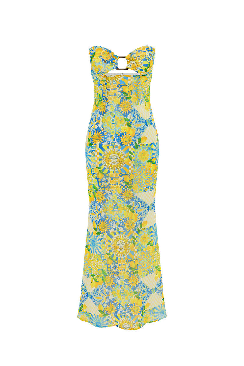 Velza Strapless Dress - Anacapri Lemon - SHOPJAUS - JAUS