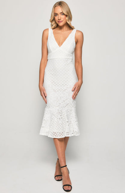 Verena Midi Dress - White - SHOPJAUS - JAUS