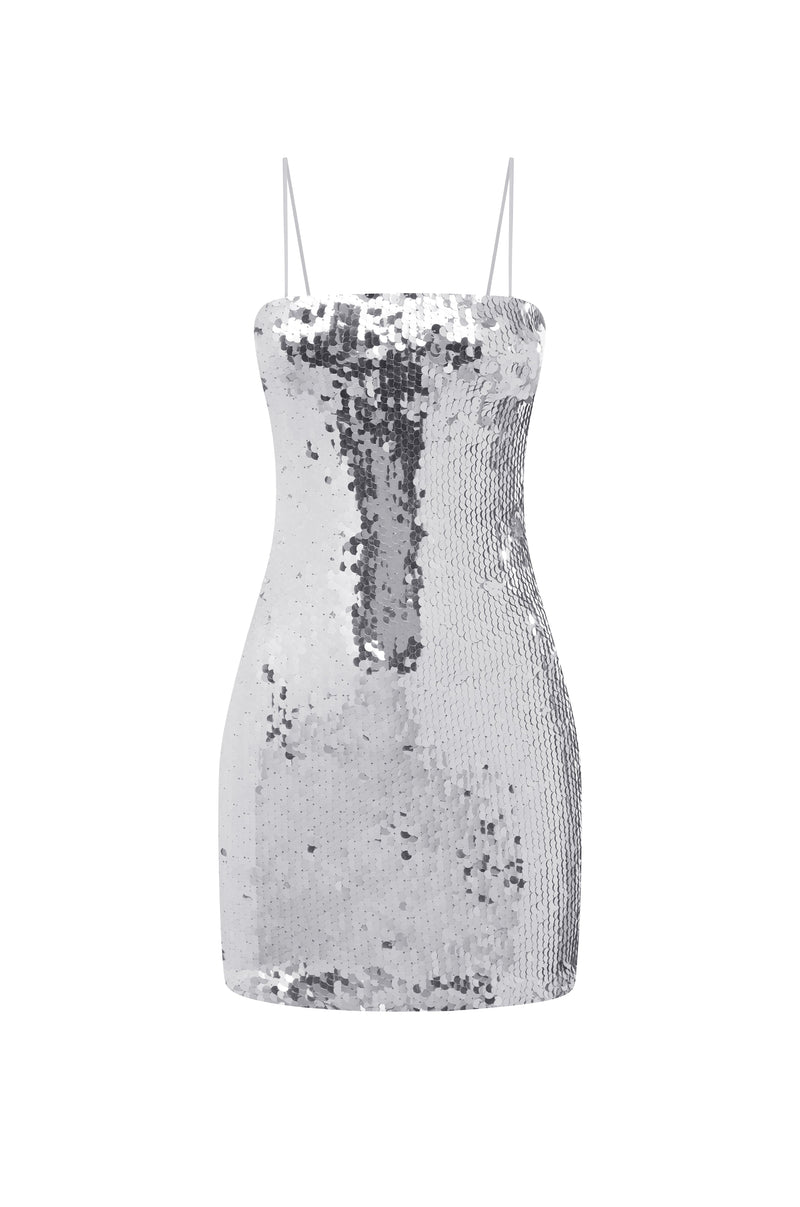 Vesina Mini Dress - Silver - SHOPJAUS - JAUS