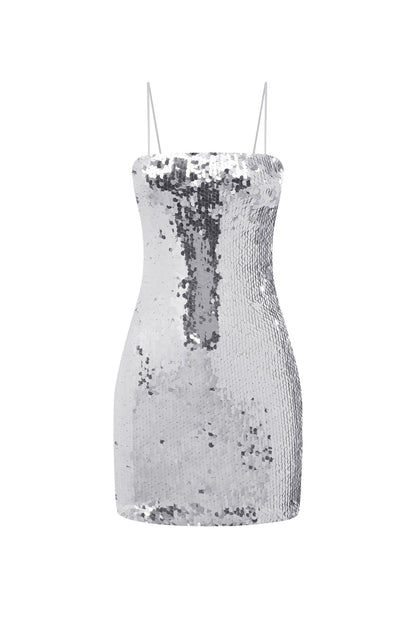 Vesina Mini Dress - Silver - SHOPJAUS - JAUS