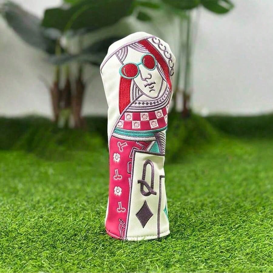 Vibrant Embroidered Club Cover- Synthetic, Colorful Playing Card Design, Protective & Fashionable Accessory, Club| Stylish Headcover| Colorful Embroidery SKTK