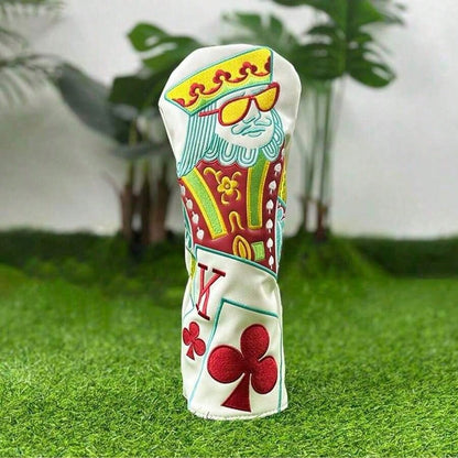 Vibrant Embroidered Club Cover- Synthetic, Colorful Playing Card Design, Protective & Fashionable Accessory, Club| Stylish Headcover| Colorful Embroidery SKTK