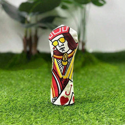 Vibrant Embroidered Club Cover- Synthetic, Colorful Playing Card Design, Protective & Fashionable Accessory, Club| Stylish Headcover| Colorful Embroidery SKTK