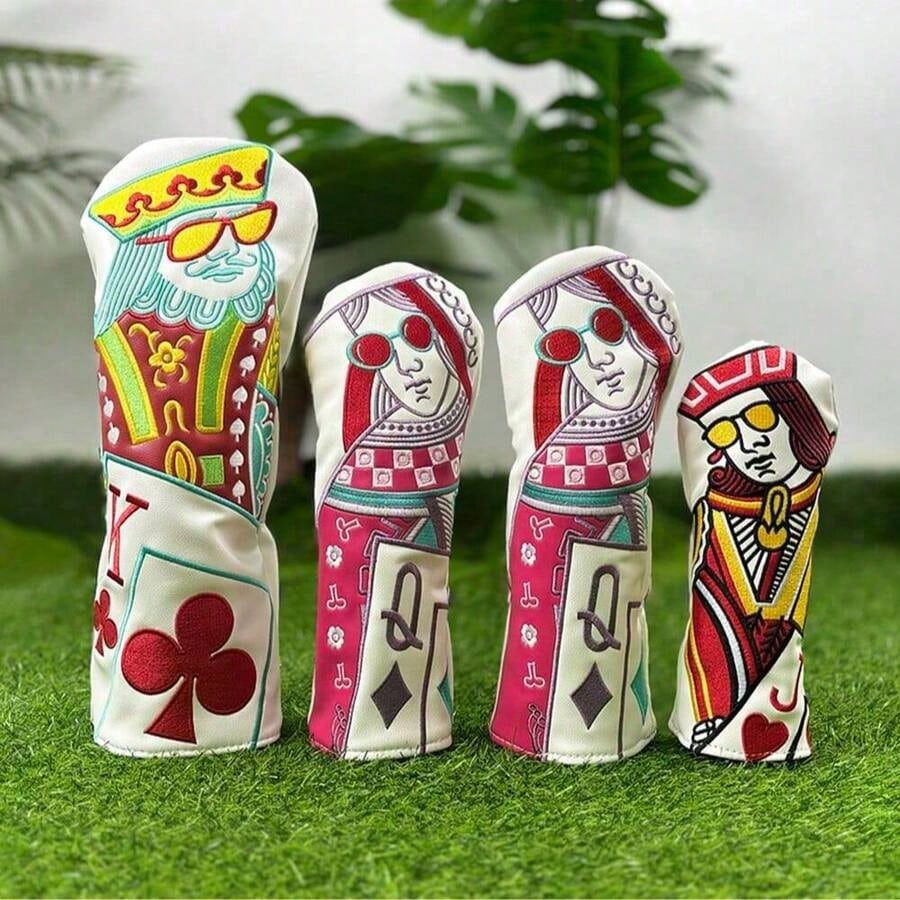 Vibrant Embroidered Club Cover- Synthetic, Colorful Playing Card Design, Protective & Fashionable Accessory, Club| Stylish Headcover| Colorful Embroidery SKTK
