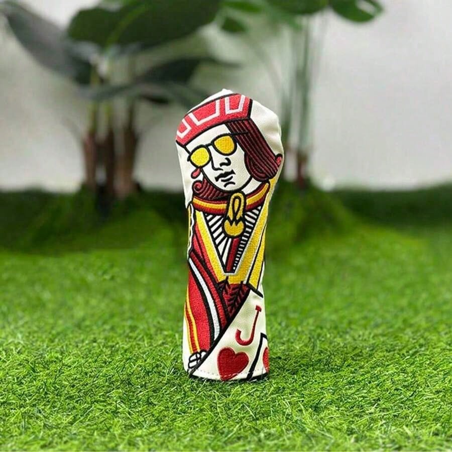 Vibrant Embroidered Club Cover- Synthetic, Colorful Playing Card Design, Protective & Fashionable Accessory, Club| Stylish Headcover| Colorful Embroidery SKTK