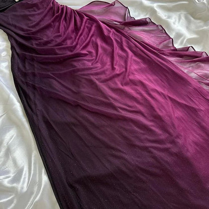 Vintage Shiny Chiffon Purple Evening Prom Dresses Glam Party Birthday Dress,AST2316