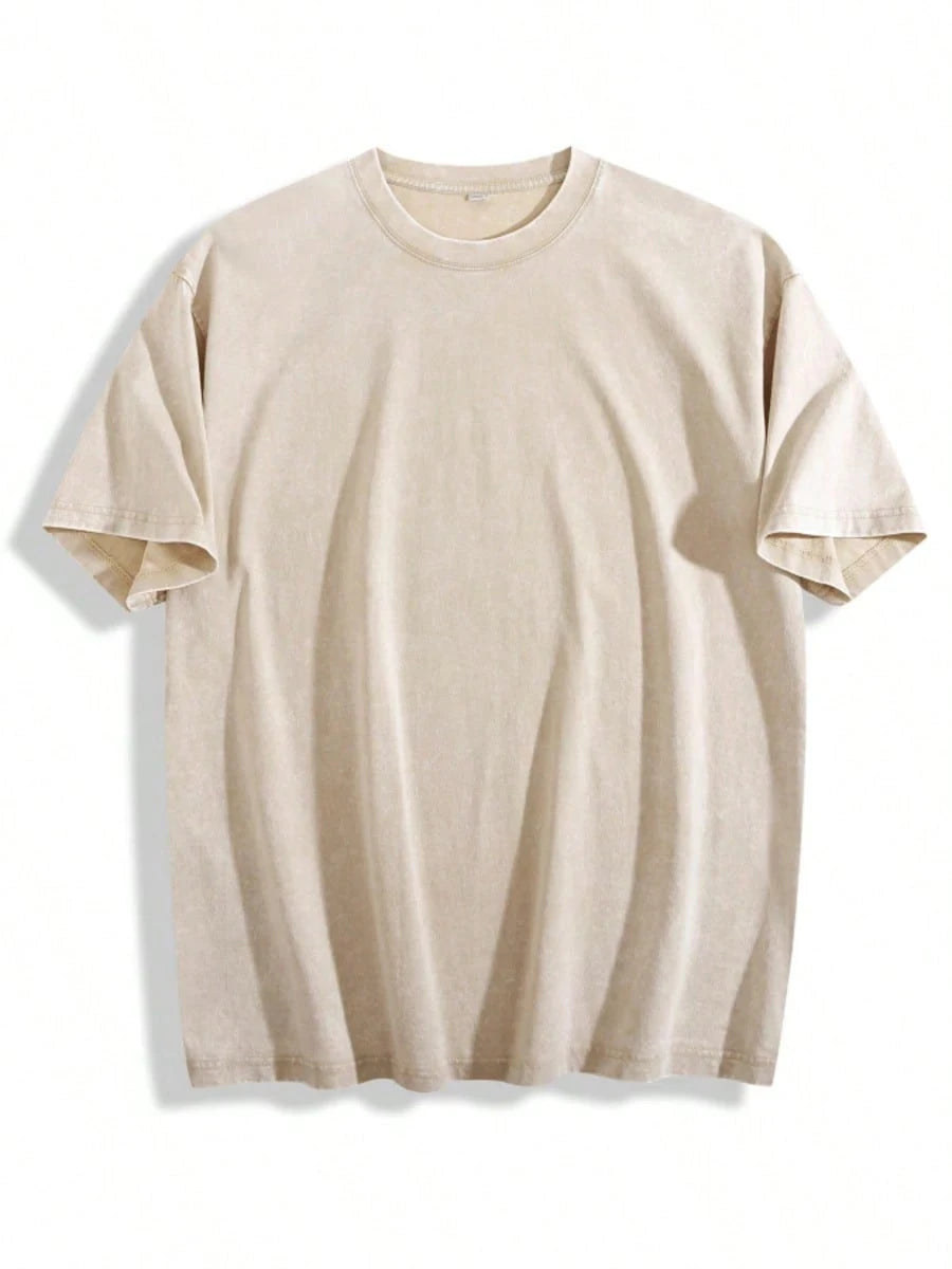 Vintage Washed Cotton Loose-Fit T-Hirt, Cute Face And Heart Print, Women's Casual Treet Tyle Hort-Leeve Top, Wrinkle-Resistant Washed Cotton T-Shir