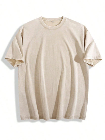 Vintage Washed Cotton Loose-Fit T-Hirt, Cute Face And Heart Print, Women's Casual Treet Tyle Hort-Leeve Top, Wrinkle-Resistant Washed Cotton T-Shir