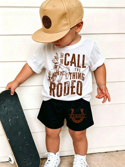 Vintage Western Rodeo Rodeo Graphic Toddler Matching Top And Bottom Bucking Horse Cowboy Boys Girls Casual Vacation Outfit