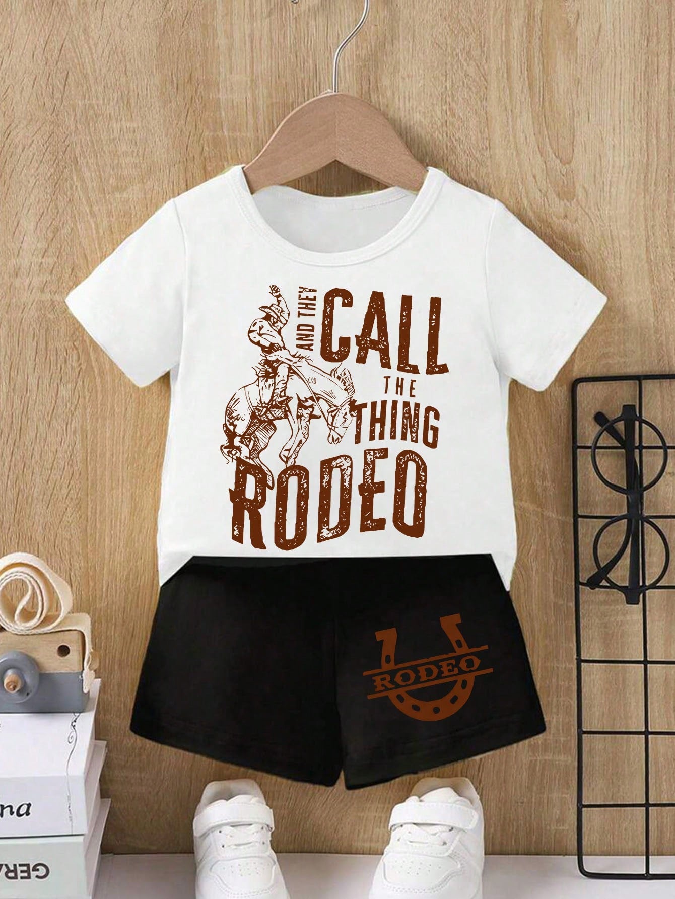 Vintage Western Rodeo Rodeo Graphic Toddler Matching Top And Bottom Bucking Horse Cowboy Boys Girls Casual Vacation Outfit