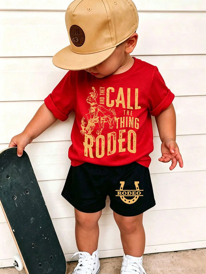 Vintage Western Rodeo Rodeo Graphic Toddler Matching Top And Bottom Bucking Horse Cowboy Boys Girls Casual Vacation Outfit