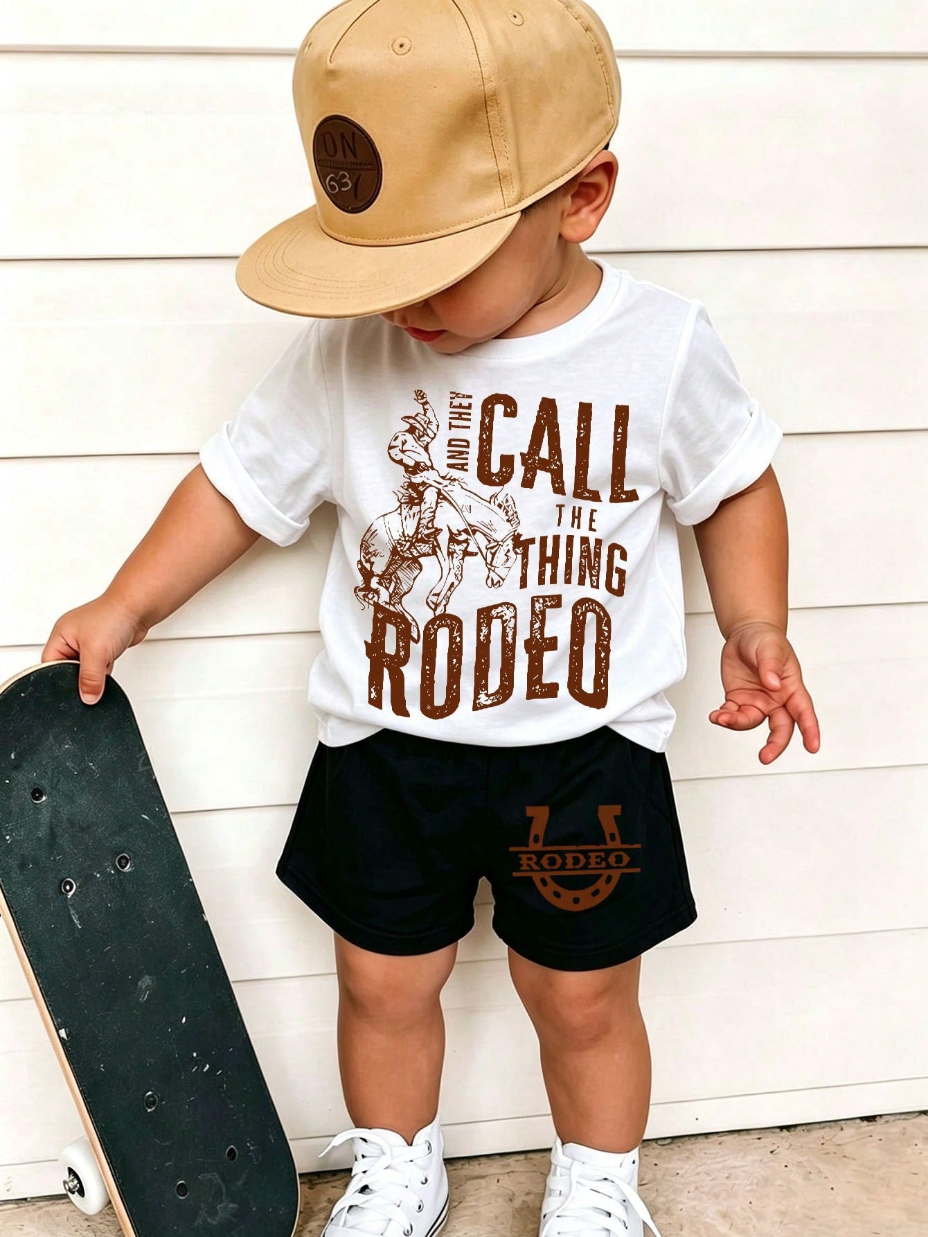 Vintage Western Rodeo Rodeo Graphic Toddler Matching Top And Bottom Bucking Horse Cowboy Boys Girls Casual Vacation Outfit