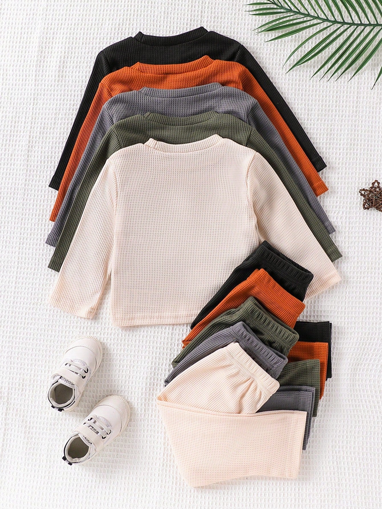 Vintaside Kids Baby Boy 3pcs/Set Beige,Autumn,Casual,Family Matching Long Sleeve Round Neck Top And Pants Suit,Chic Outfits For Spring,Camping,Family Gathering