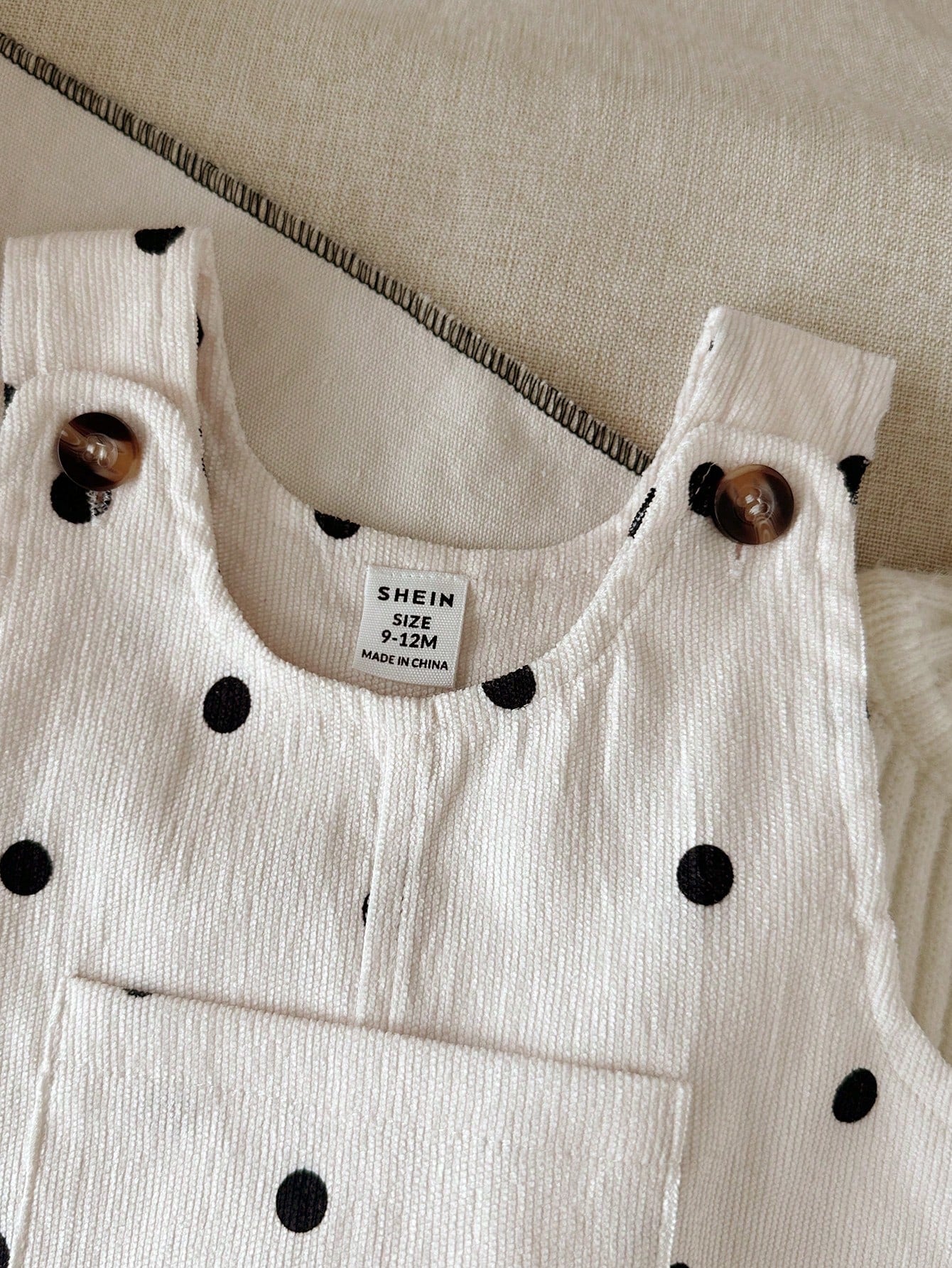 Vintaside Kids Baby Girls Spring/Autumn Polka Dot Top Overalls Jumpsuits Casual Style With Chest Pocket Decoration Outdoor And Leisure