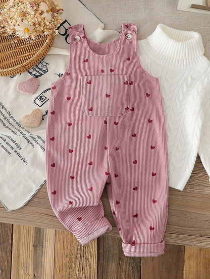 Vintaside Kids Baby Girls Spring/Autumn Polka Dot Top Overalls Jumpsuits Casual Style With Chest Pocket Decoration Outdoor And Leisure