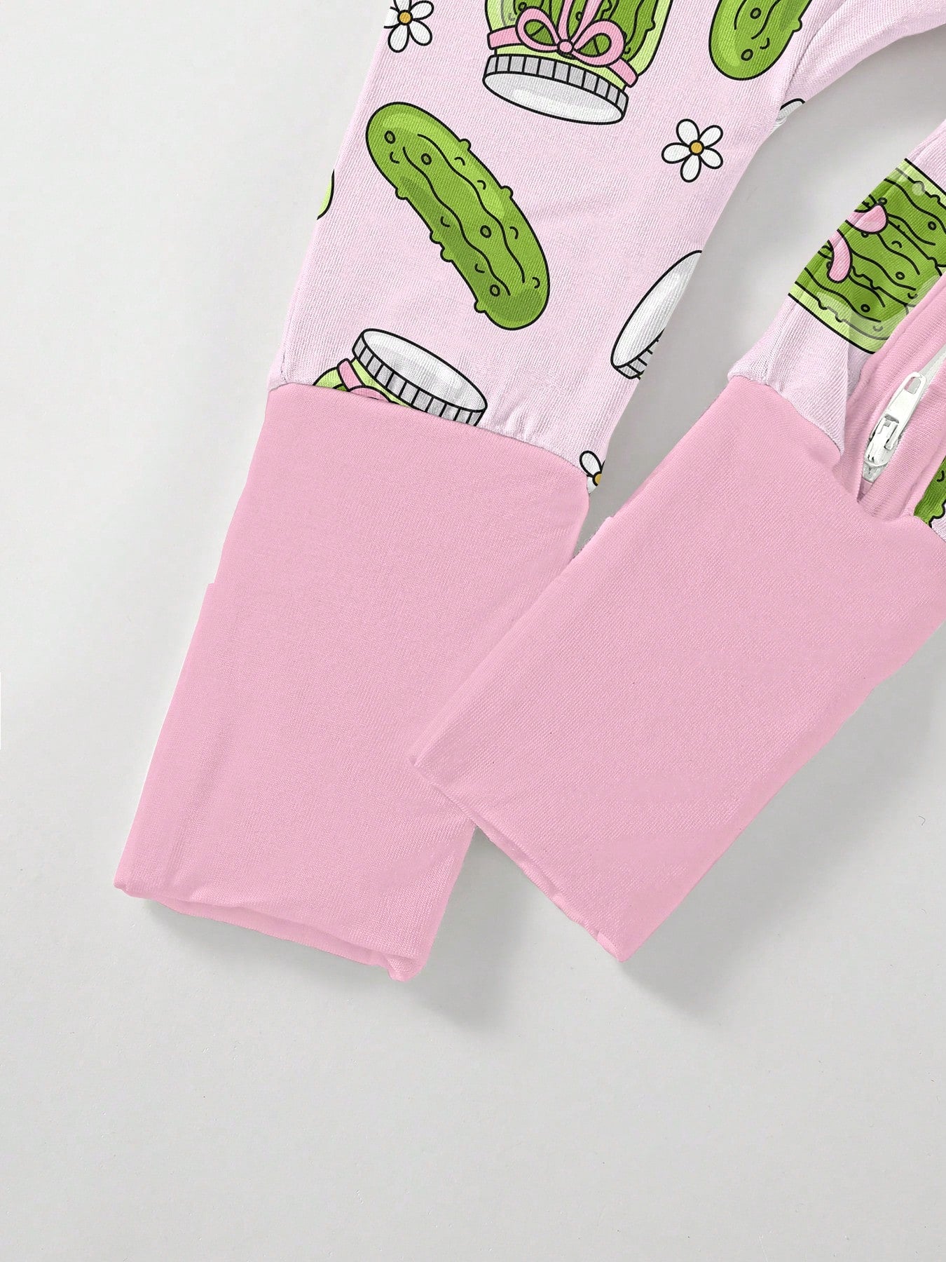 VISIKIDS Baby Bamboo Viscose Pickle Jar Print Long Sleeve 2-Way Zip Up Romper, One Piece Outfit For Newborn Infants 0-24M, Pink