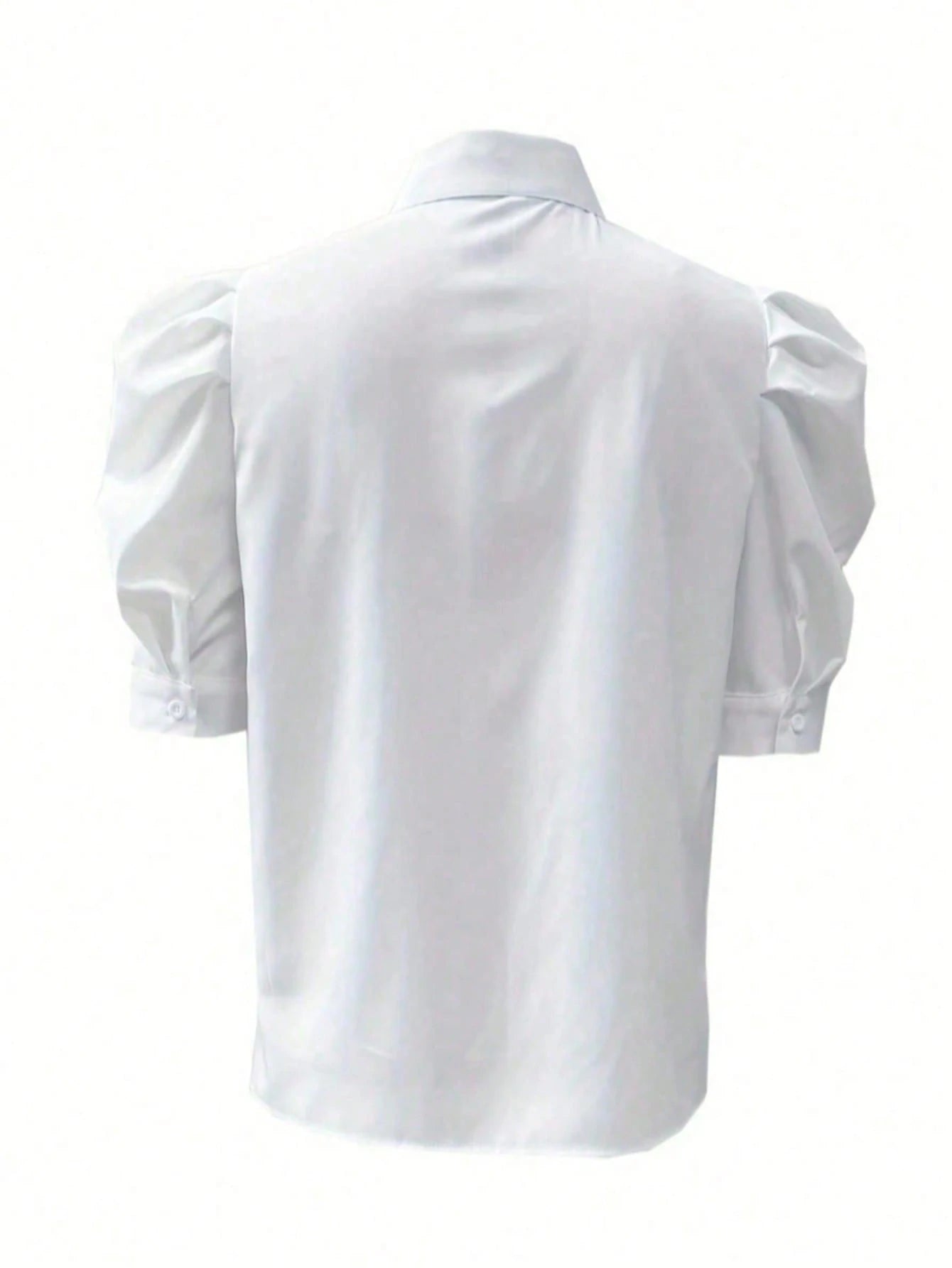 Voworia Plus Size Women Princess Sleeve Turndown Collar Casual Short Sleeve Shirt