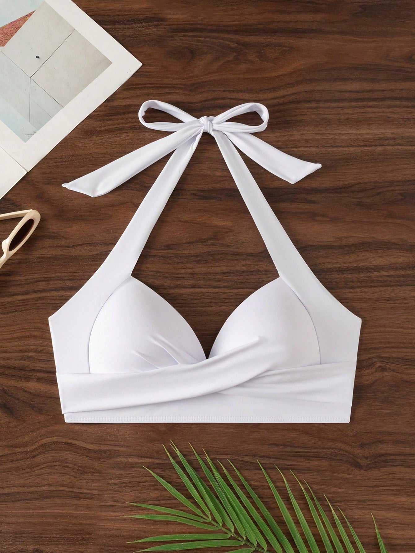 Voyashape Summer Beach Solid Color Halterneck Swimwear Top