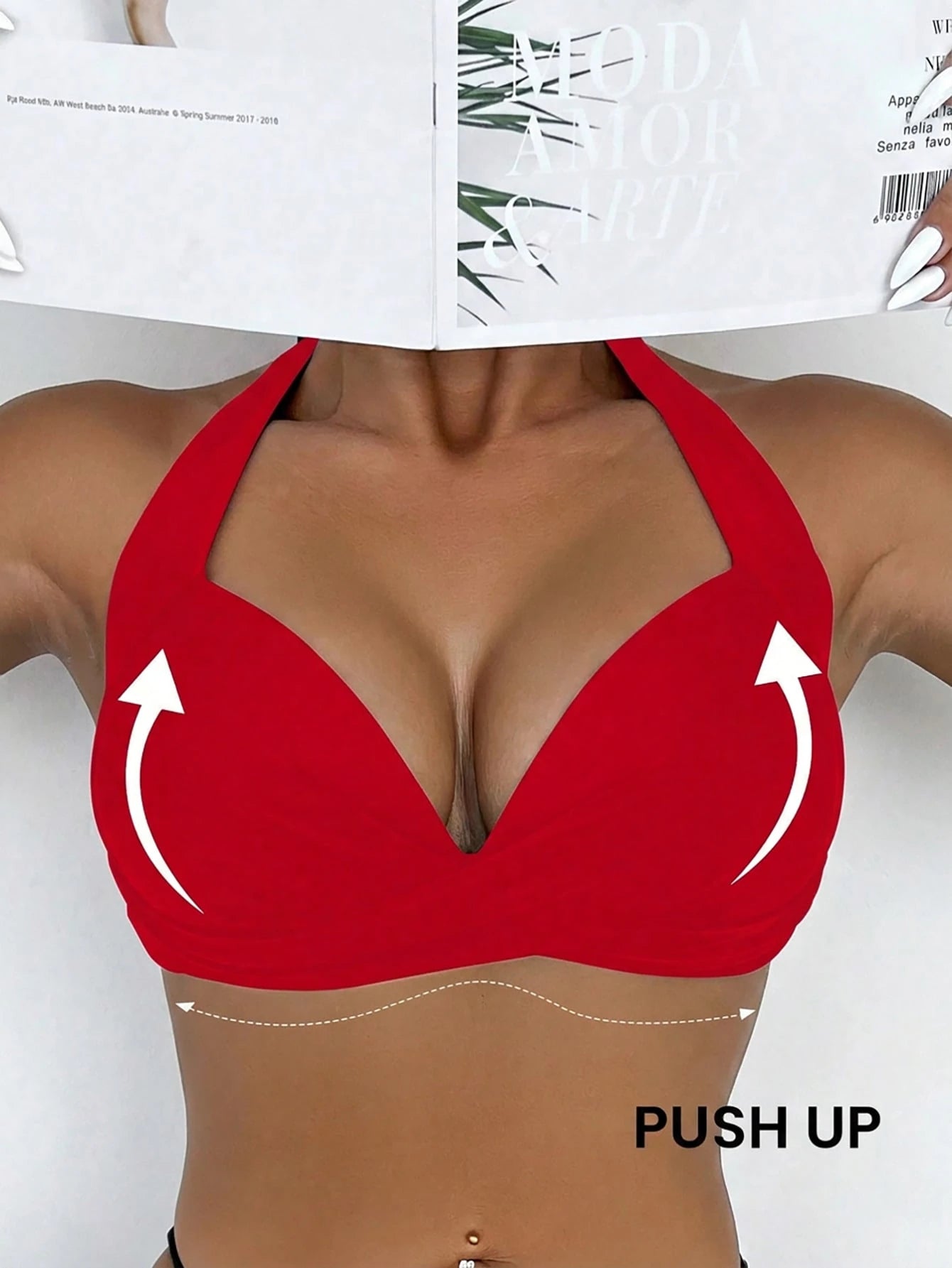 Voyashape Summer Beach Solid Color Halterneck Swimwear Top