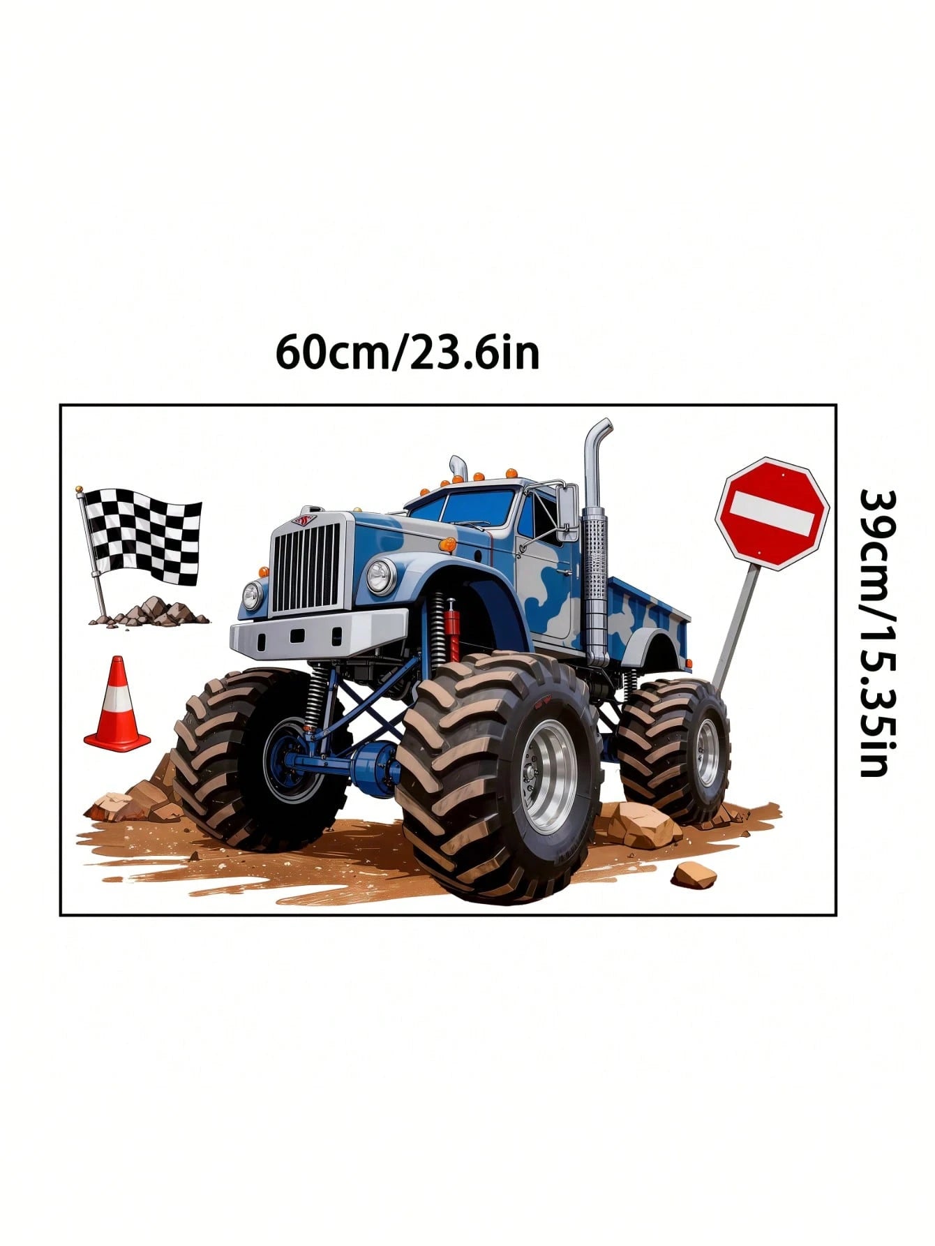 Wall Decals With Monster Trucks In Watercolor, Pink And Purple, Stickers For Boys' Toddler Rooms