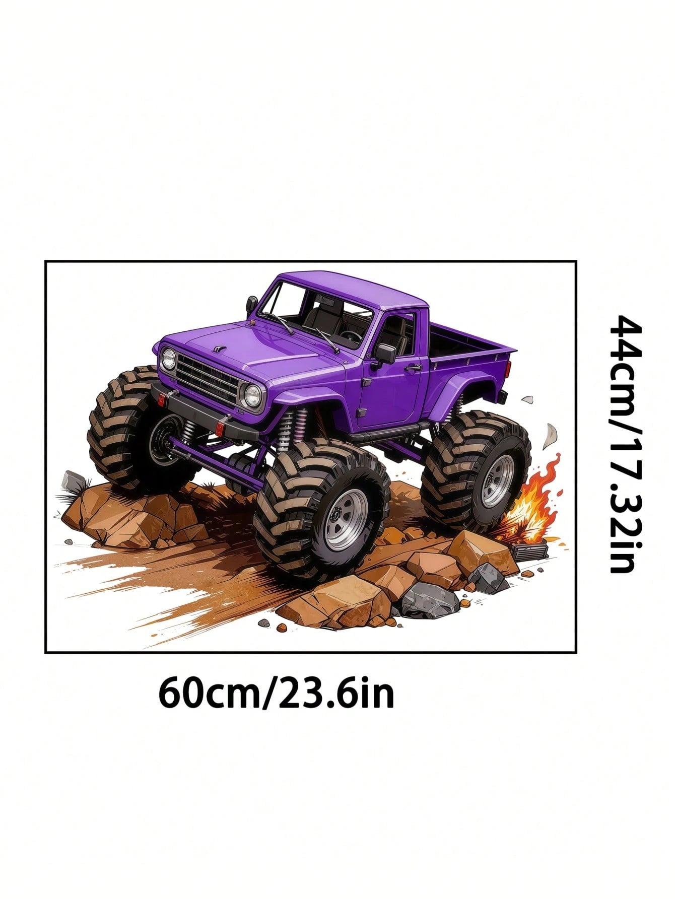 Wall Decals With Monster Trucks In Watercolor, Pink And Purple, Stickers For Boys' Toddler Rooms