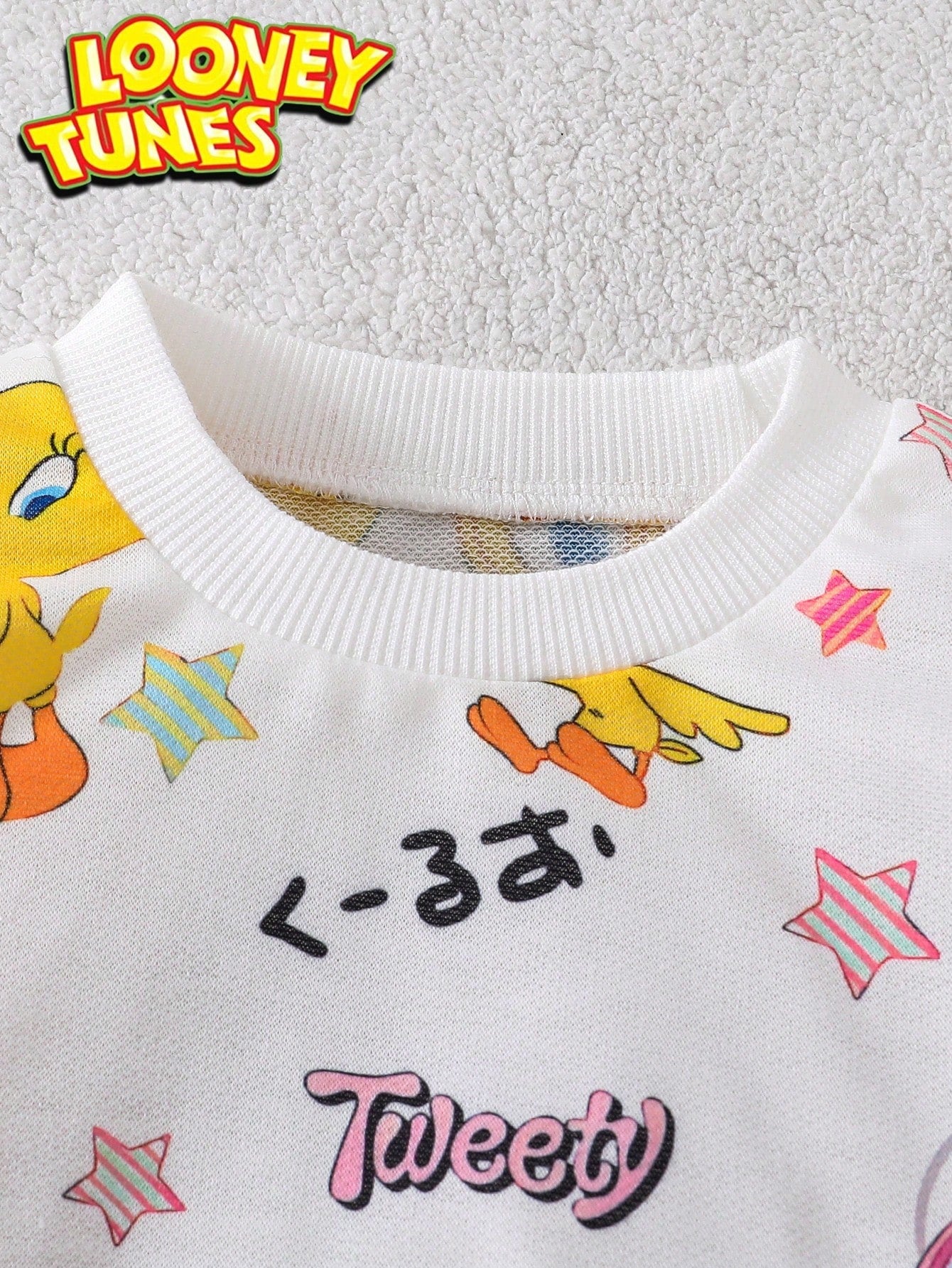 Warner Bros Baby Boy Cartoon Print Sweatshirt & Pants Set, Casual Daily Outfit