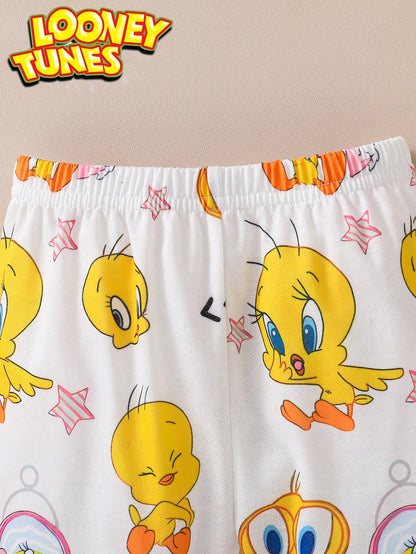 Warner Bros Baby Boy Cartoon Print Sweatshirt & Pants Set, Casual Daily Outfit