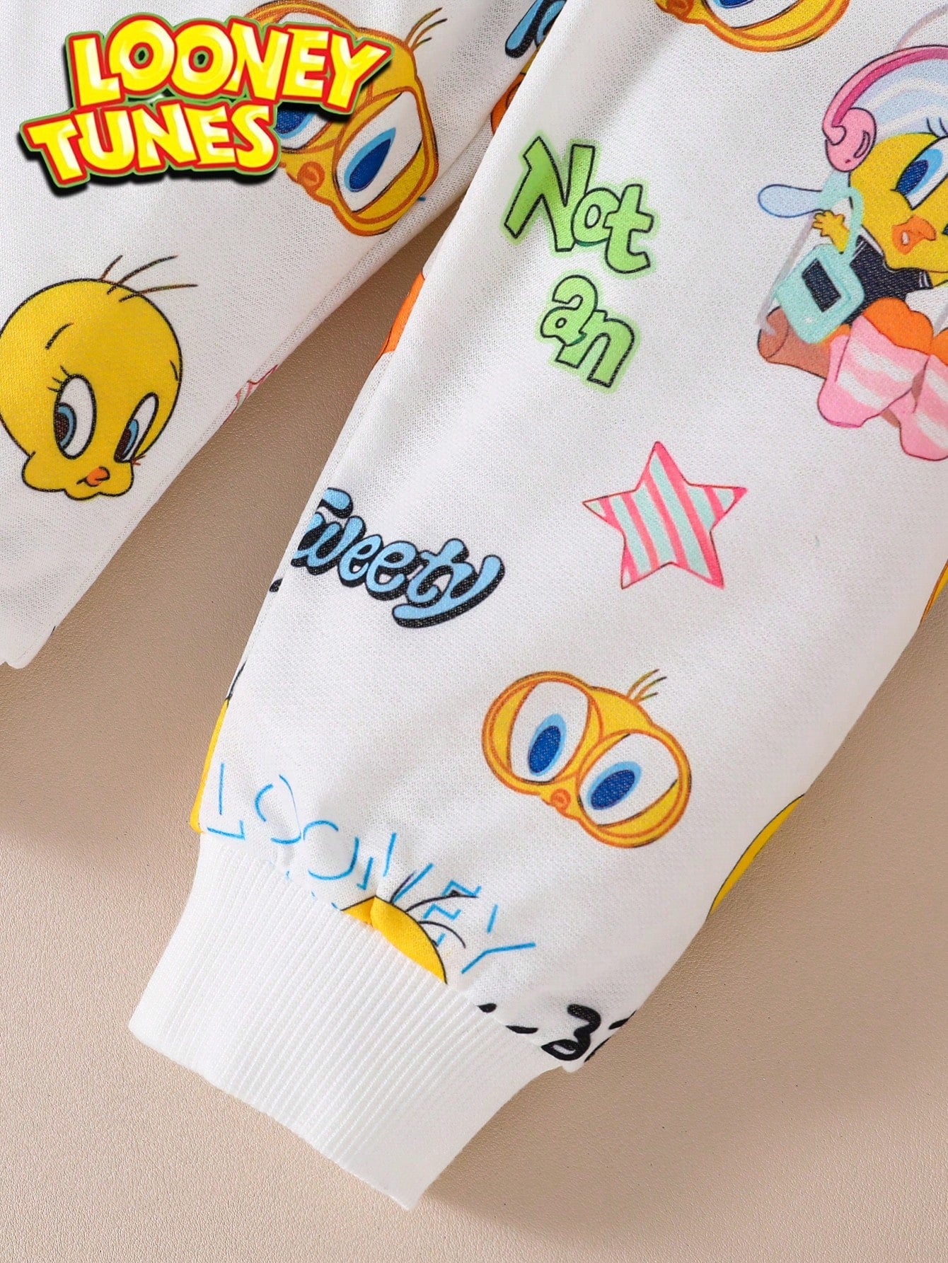 Warner Bros Baby Boy Cartoon Print Sweatshirt & Pants Set, Casual Daily Outfit
