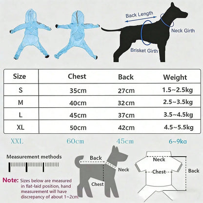 Waterproof Full Coverage Dog Raincoat With Reflective Strips, Non-Slip Boots, Storage Bag, Blue Puppy Raincoat Set, Outdoor Travel Gift, Large Size For Added Comfort And Longer Use As Dog Grows, Diffe