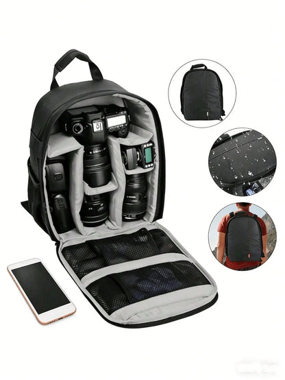 Waterproof Shockproof Camera Backpack With Custom Divider Padded Compartments, Lightweight DSLR Lens Storage Rucksack For Photography Outdoor Hiking