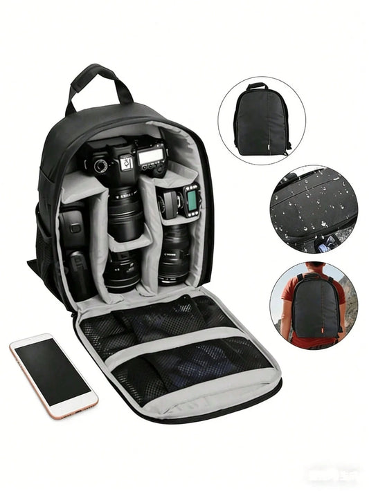 Waterproof Shockproof Camera Backpack With Custom Divider Padded Compartments, Lightweight DSLR Lens Storage Rucksack For Photography Outdoor Hiking