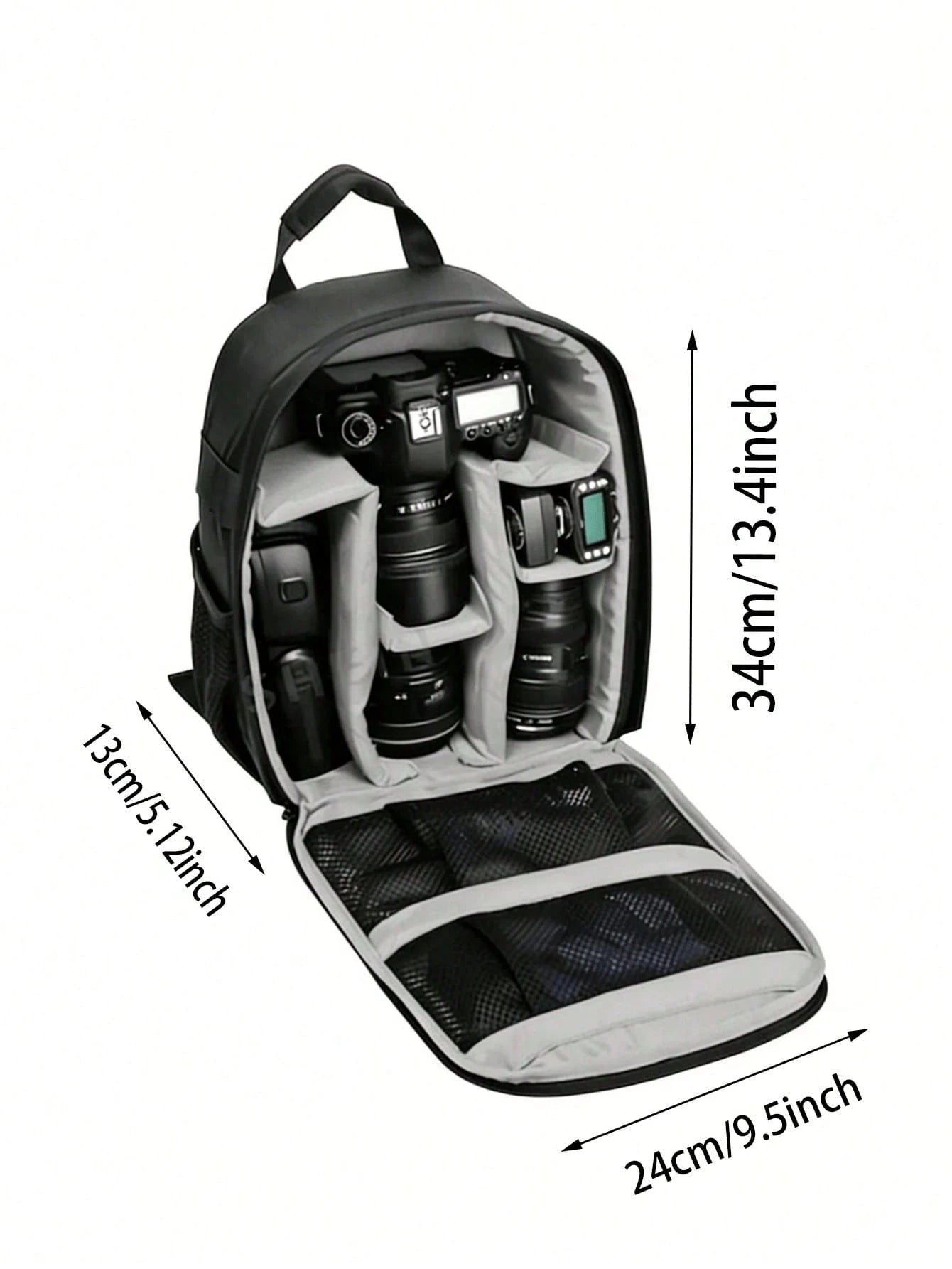 Waterproof Shockproof Camera Backpack With Custom Divider Padded Compartments, Lightweight DSLR Lens Storage Rucksack For Photography Outdoor Hiking