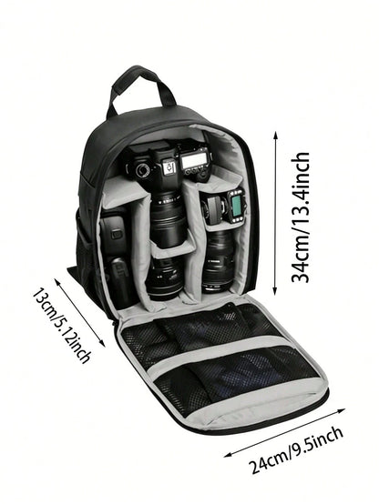Waterproof Shockproof Camera Backpack With Custom Divider Padded Compartments, Lightweight DSLR Lens Storage Rucksack For Photography Outdoor Hiking
