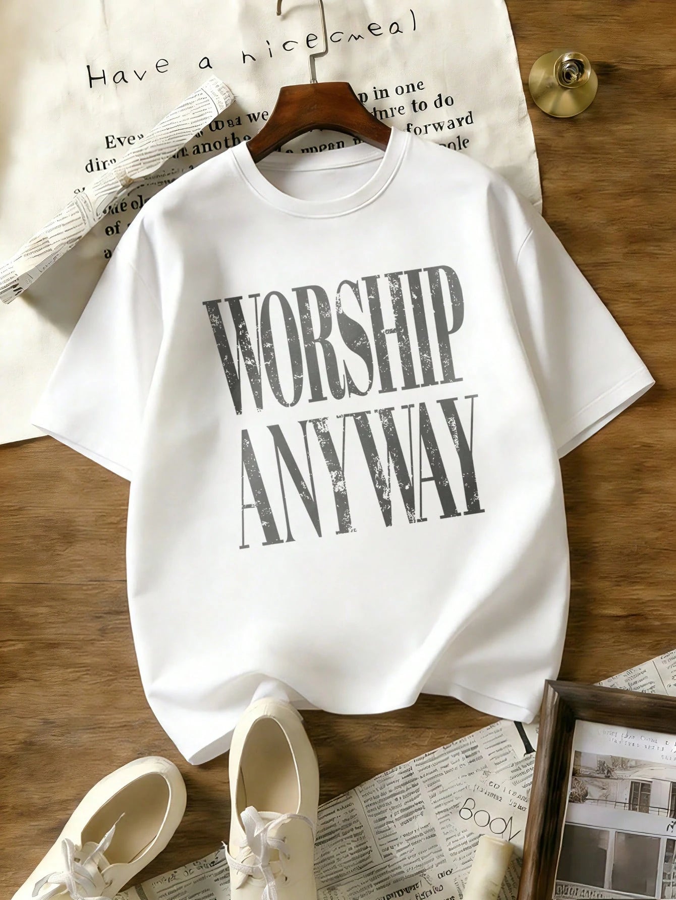 Wedding Season, Festival Essential, Worship Anyway Distressed Vintage Christian Faith Inspired Lightweight T-Shirt, Beach Summer Outfits, Casual