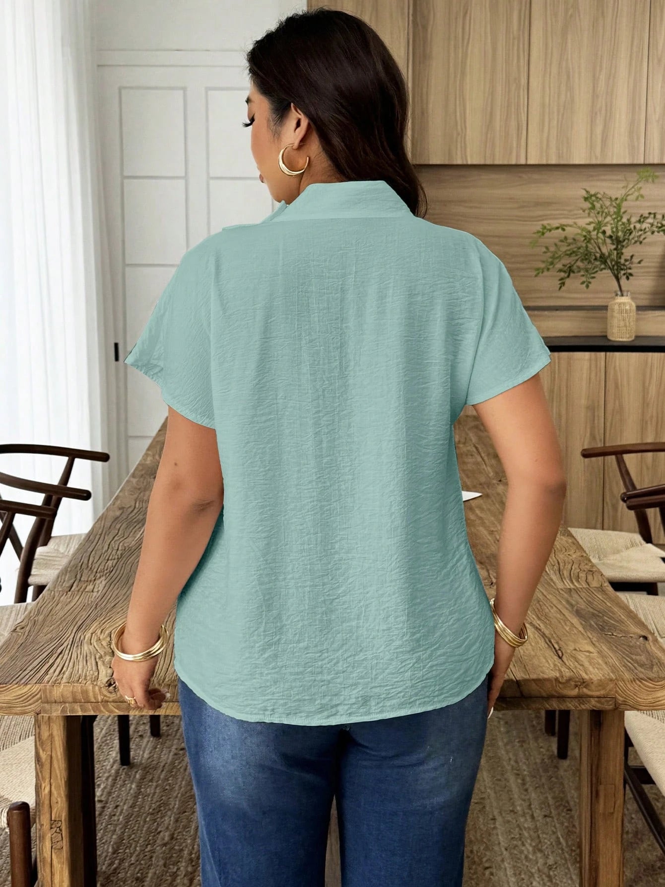 Weeklong Women's Casual Asymmetric Button Front Loose Blouse, Suitable For Daily Wear And Office Attire, Spring/Summer Chic