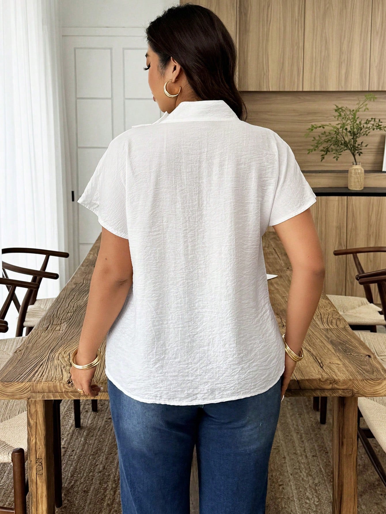 Weeklong Women's Casual Asymmetric Button Front Loose Blouse, Suitable For Daily Wear And Office Attire, Spring/Summer Chic