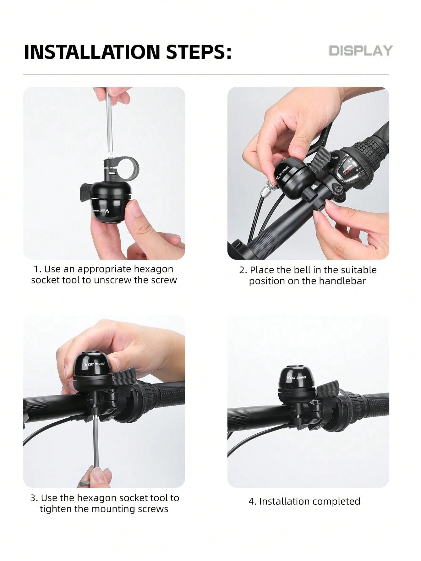 WEST BIKING Aluminum Alloy Bicycle Bell Durable And Rust-Resistant Easy To Install Bicycle Accessory Suitable For Most Bicycles