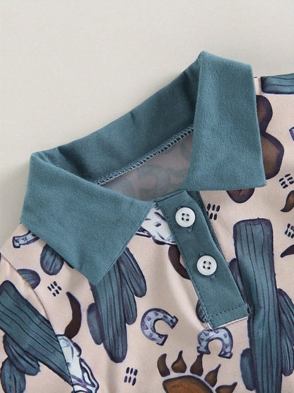 Western Baby Boy Summer Clothes Highland Cow Print Romper Shorts Jumpsuit One Piece Outfits Cowboy 0-18M