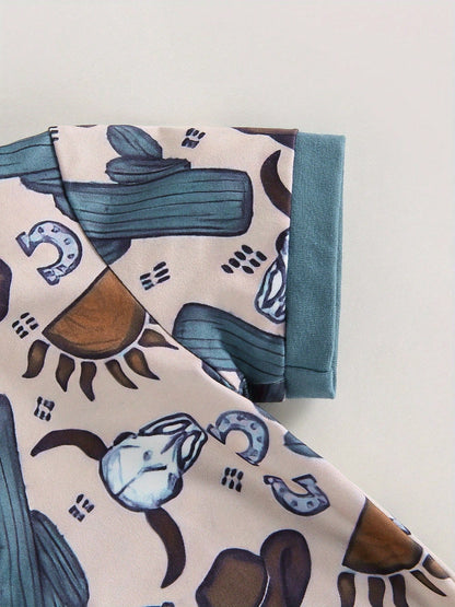 Western Baby Boy Summer Clothes Highland Cow Print Romper Shorts Jumpsuit One Piece Outfits Cowboy 0-18M