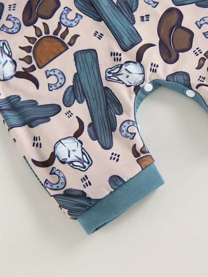 Western Baby Boy Summer Clothes Highland Cow Print Romper Shorts Jumpsuit One Piece Outfits Cowboy 0-18M