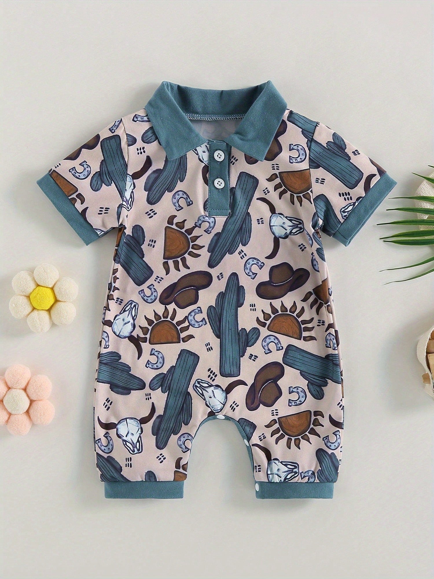 Western Baby Boy Summer Clothes Highland Cow Print Romper Shorts Jumpsuit One Piece Outfits Cowboy 0-18M