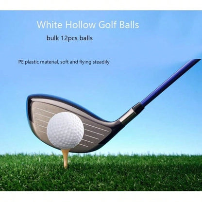 White Hollow Practice Golf Balls Plastic 6pcs 42mm Airflow Balls| Golf Training Limited Flight Balls For Swing Driving Range Home Backyard Use